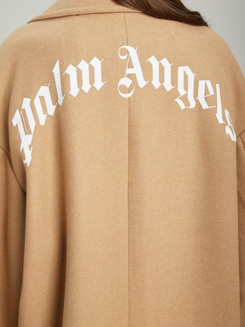 Abrigos Palm Angels Logo Coats Mujer Beige Blancas | ES-198340