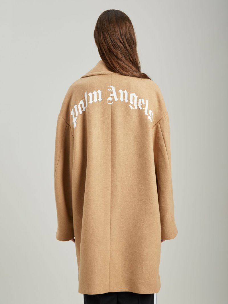 Abrigos Palm Angels Logo Coats Mujer Beige Blancas | ES-198340