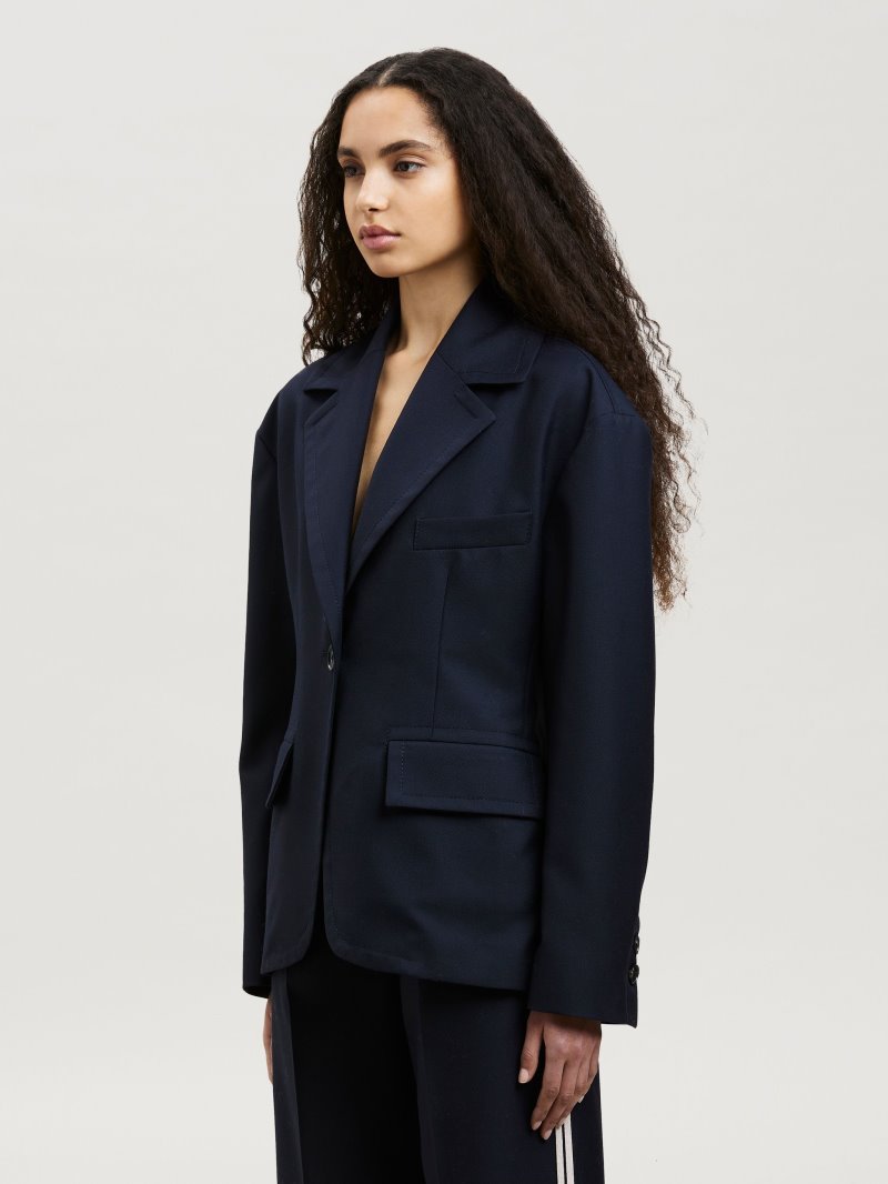 Blazers Palm Angels Gabardine Criss-crossed Blazers Mujer Indigo Azules Indigo Azules | ES-236329