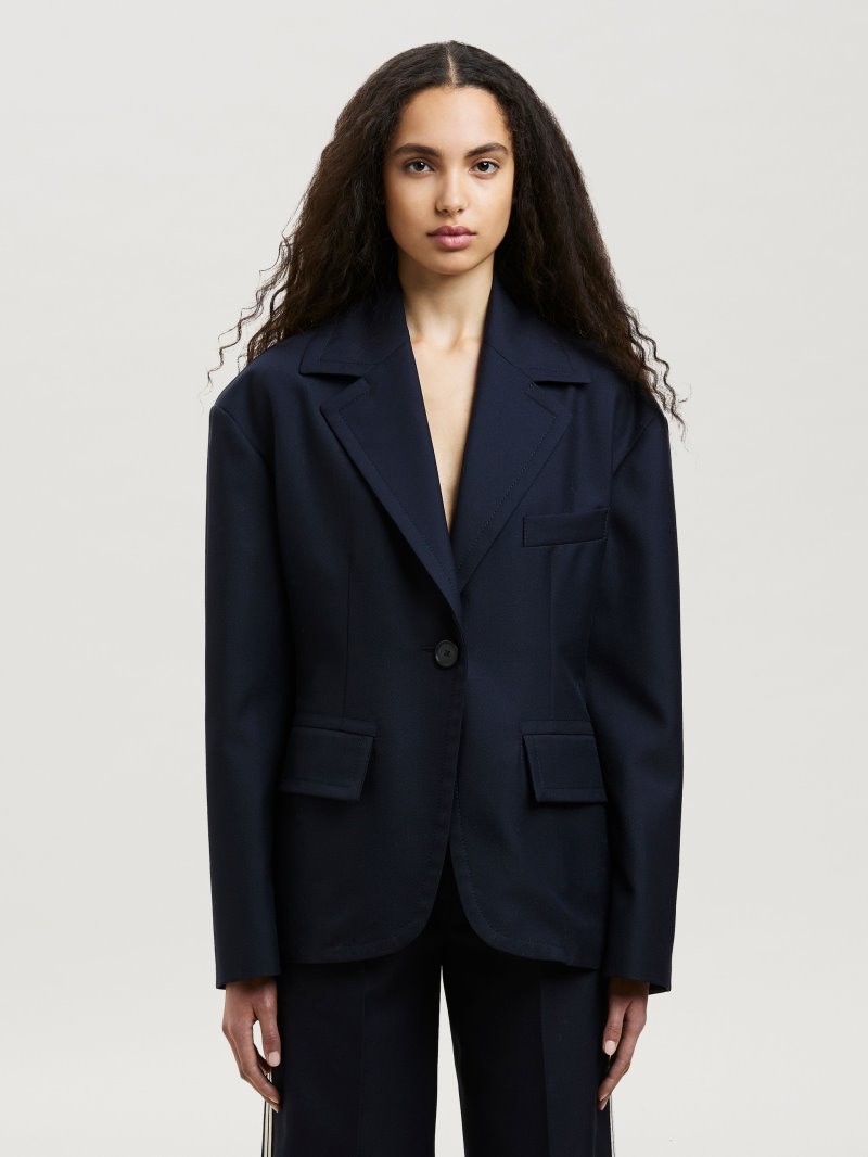 Blazers Palm Angels Gabardine Criss-crossed Blazers Mujer Indigo Azules Indigo Azules | ES-236329