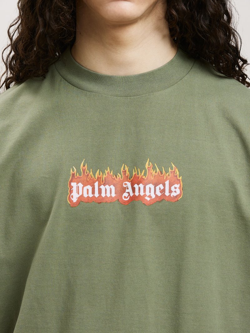 Camiseta Palm Angels Burning Logo Classic Tee Hombre Blancas | ES-112358