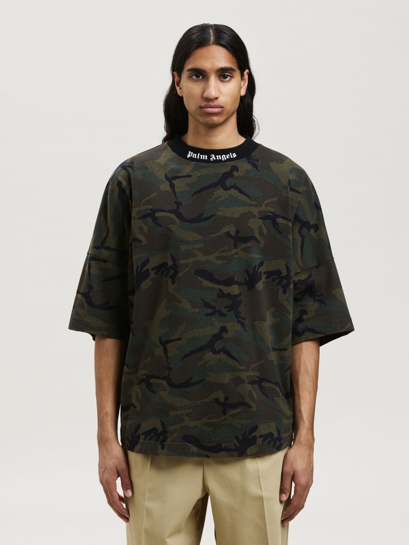 Camiseta Palm Angels Camo Classic Logo Over Tee Hombre Negras | ES-464831