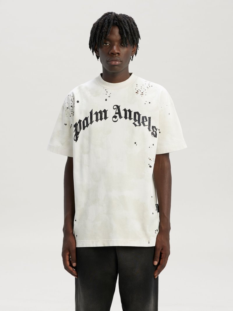 Camiseta Palm Angels Glittered Logo Classic Tee Hombre Blancas Negras | ES-500255