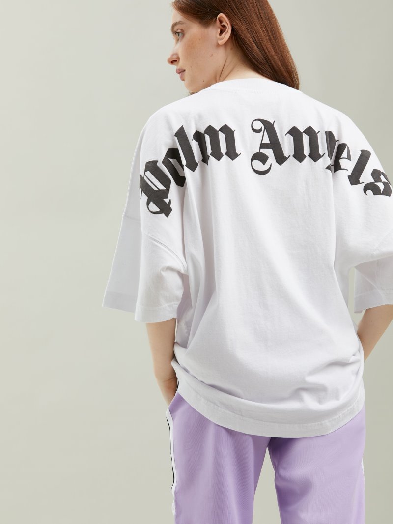 Camiseta Palm Angels Logo Over T Shirt Mujer Blancas Negras | ES-733687