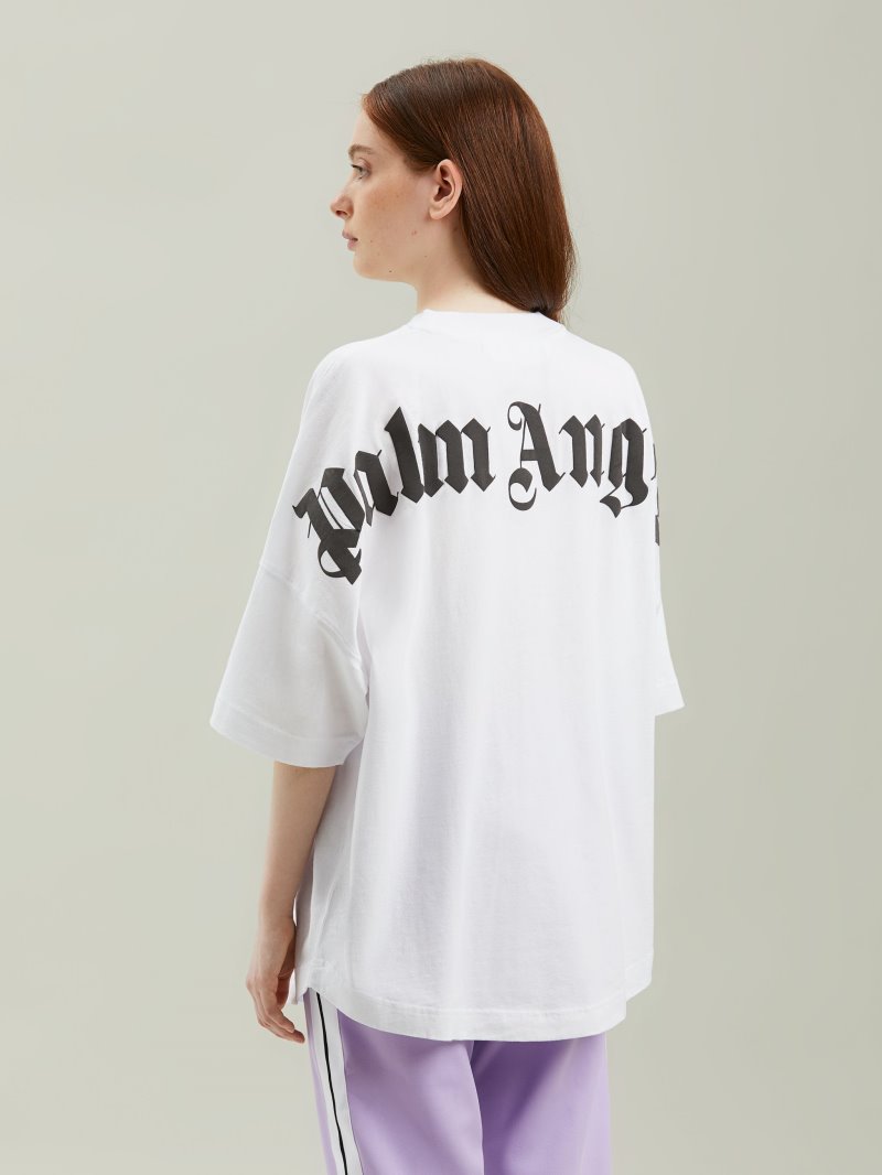 Camiseta Palm Angels Logo Over T Shirt Mujer Blancas Negras | ES-733687