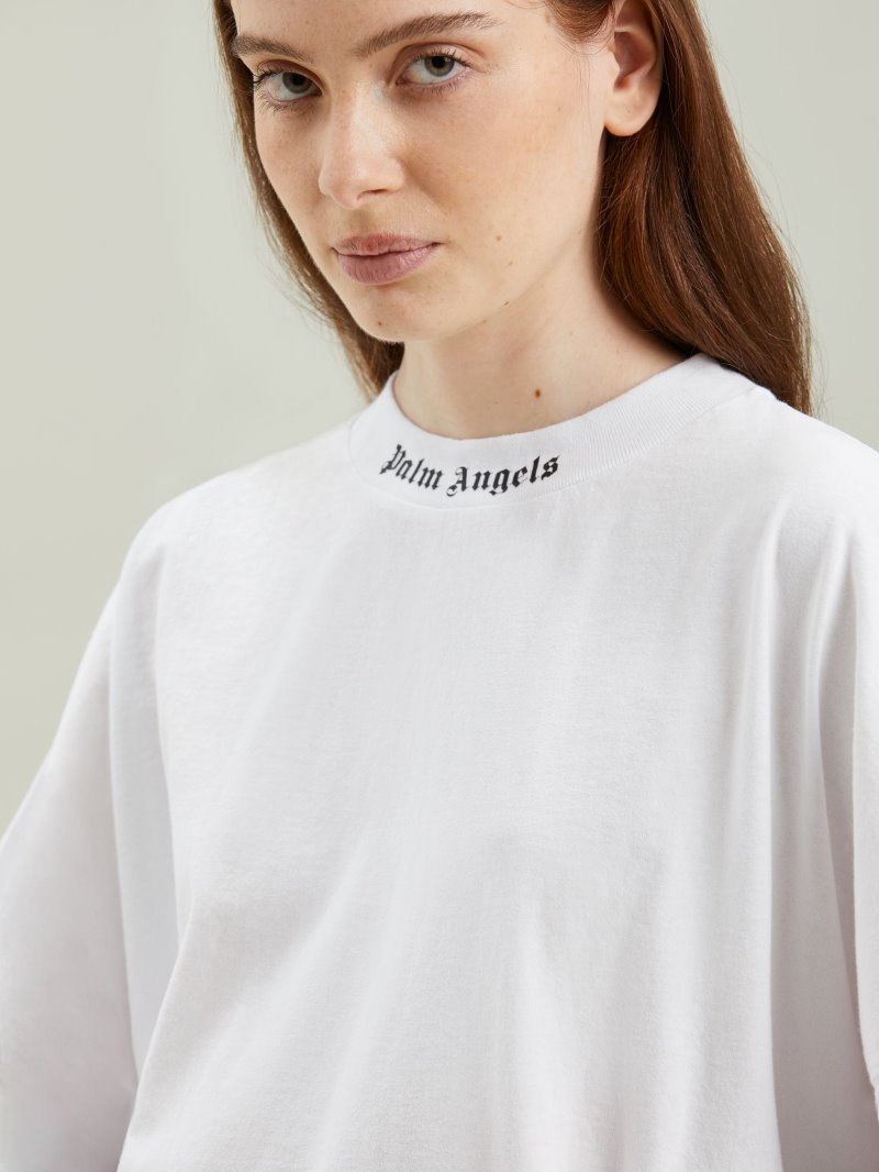 Camiseta Palm Angels Logo Over T Shirt Mujer Blancas Negras | ES-733687