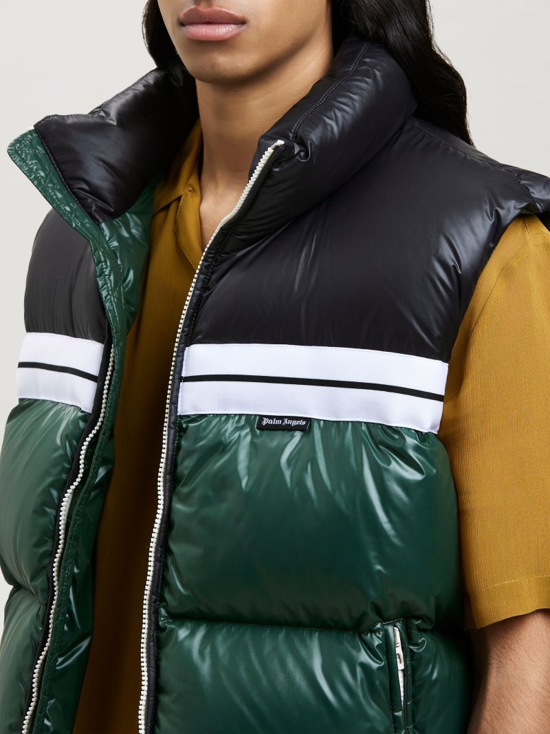 Chaquetas Palm Angels Classic Pista Puffed Vest Hombre Verde Negras | ES-248345