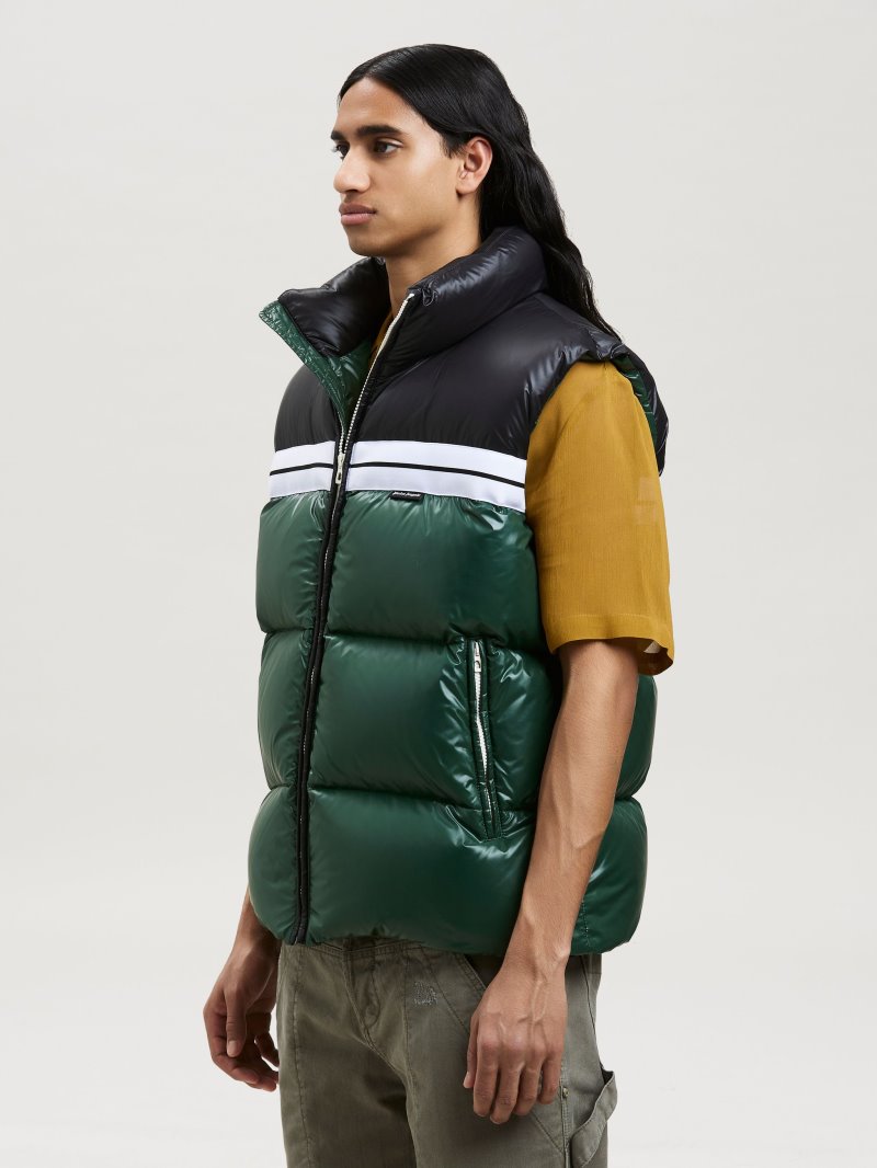 Chaquetas Palm Angels Classic Pista Puffed Vest Hombre Verde Negras | ES-248345