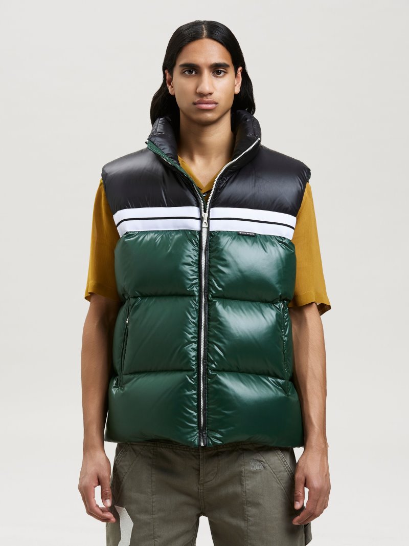 Chaquetas Palm Angels Classic Pista Puffed Vest Hombre Verde Negras | ES-248345