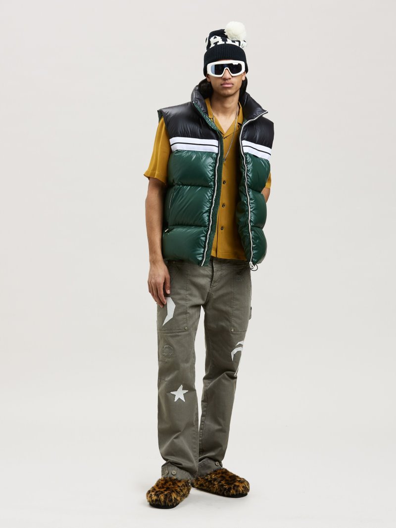 Chaquetas Palm Angels Classic Pista Puffed Vest Hombre Verde Negras | ES-248345