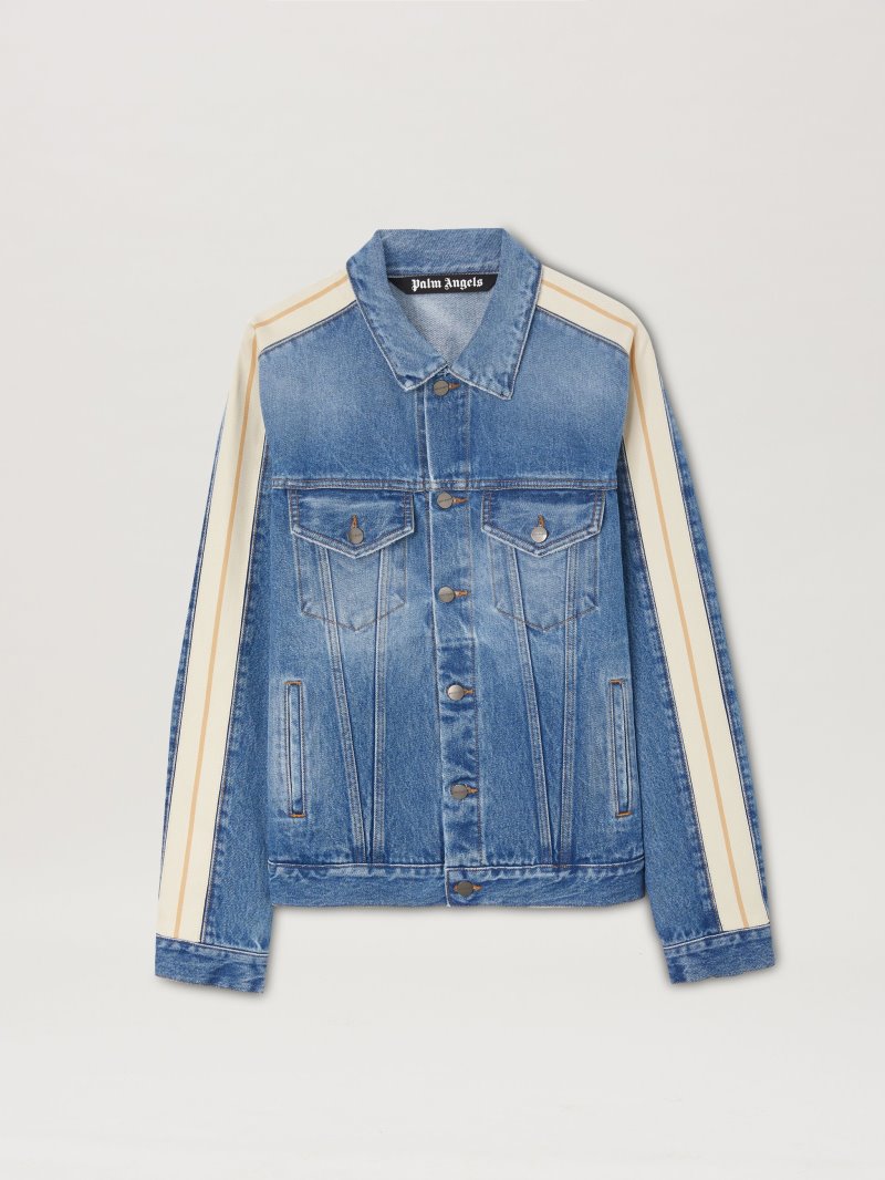 Chaquetas Palm Angels Pista Denim Jacket Hombre Azules Claro Blancas | ES-637069