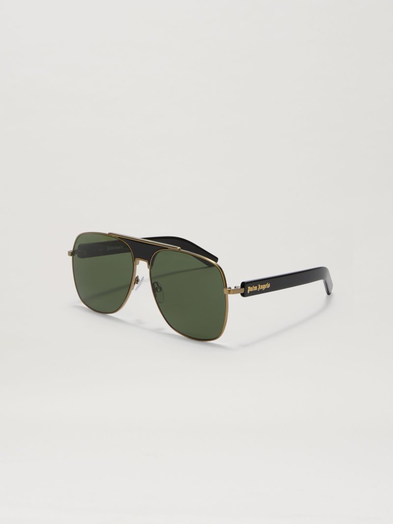 Gafas de Sol Palm Angels Bay Sunglasses Hombre Negras Doradas Verde | ES-023024