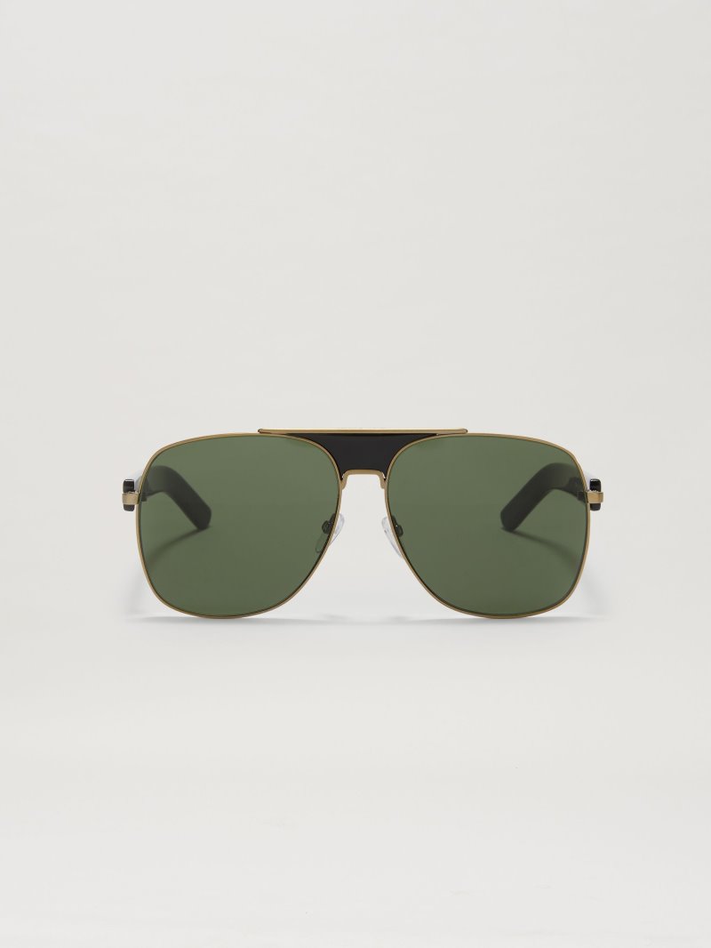 Gafas de Sol Palm Angels Bay Sunglasses Hombre Negras Doradas Verde | ES-023024