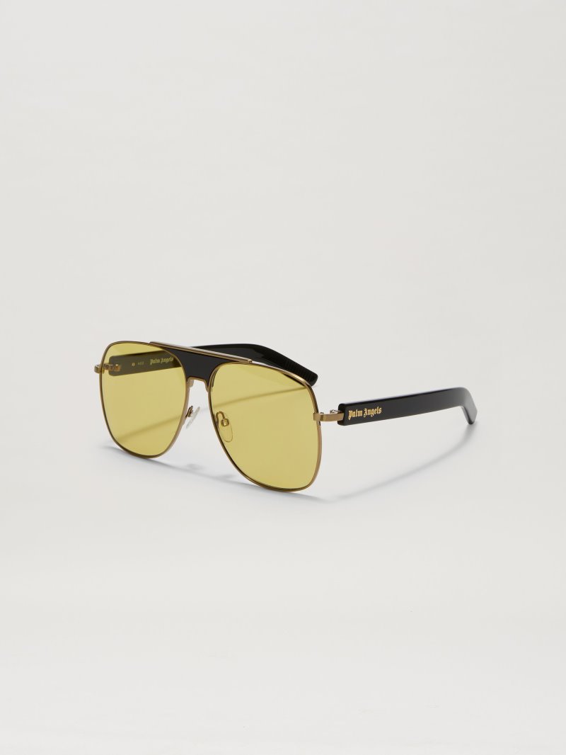 Gafas de Sol Palm Angels Bay Sunglasses Hombre Negras Doradas Amarillo | ES-346595