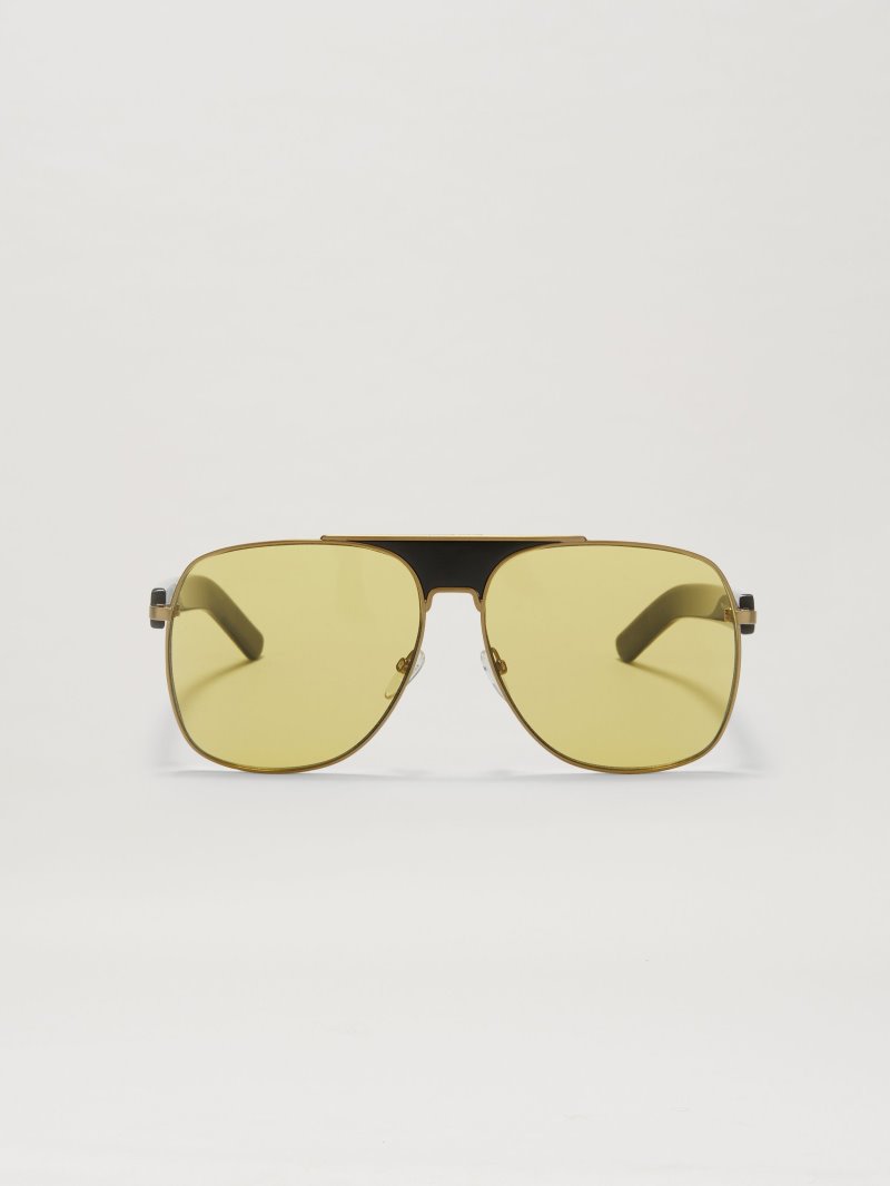 Gafas de Sol Palm Angels Bay Sunglasses Hombre Negras Doradas Amarillo | ES-346595