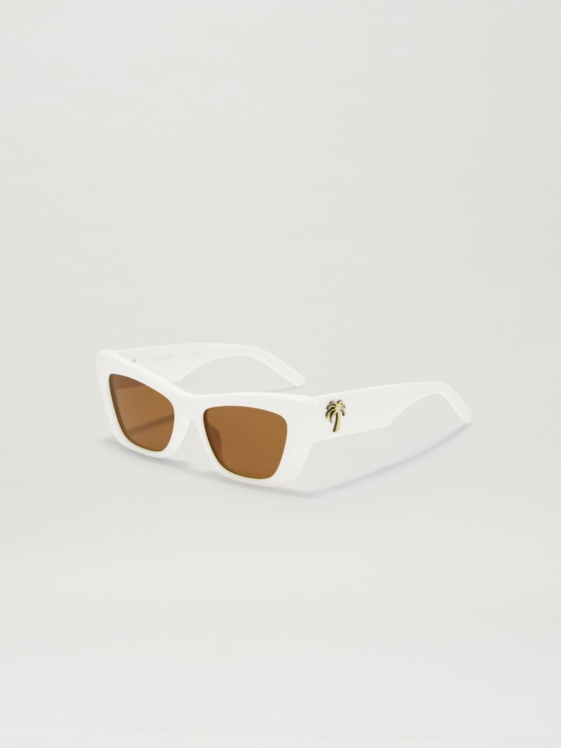 Gafas de Sol Palm Angels Laguna Sunglasses Mujer Blancas Marrones | ES-547187