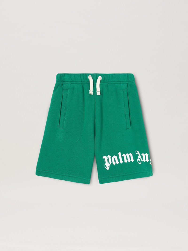 Pantalones Cortos Palm Angels Classic Overlogo Sweat Shorts Niños Verde Blancas | ES-489738