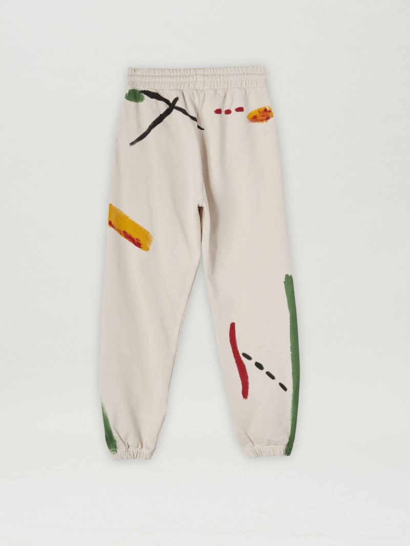 Pantalones Deportivos Palm Angels Brush Strokes Sweatpants Hombre Blancas Negras | ES-079255