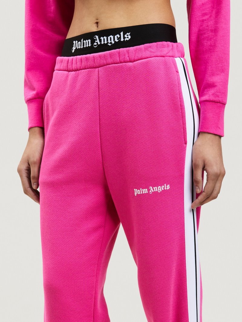 Pantalones Deportivos Palm Angels Classic Logo Sweatpants Mujer Fucsia Blancas | ES-050534