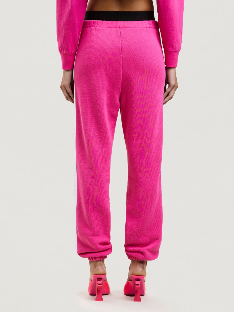 Pantalones Deportivos Palm Angels Classic Logo Sweatpants Mujer Fucsia Blancas | ES-050534