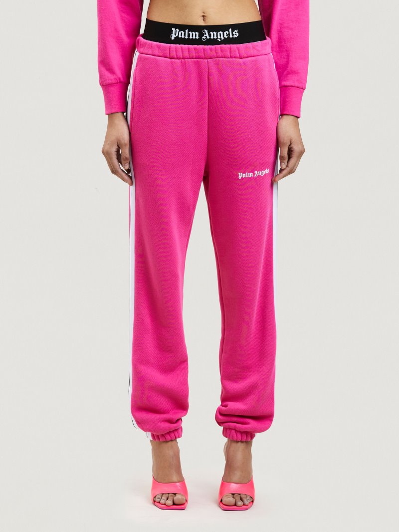 Pantalones Deportivos Palm Angels Classic Logo Sweatpants Mujer Fucsia Blancas | ES-050534