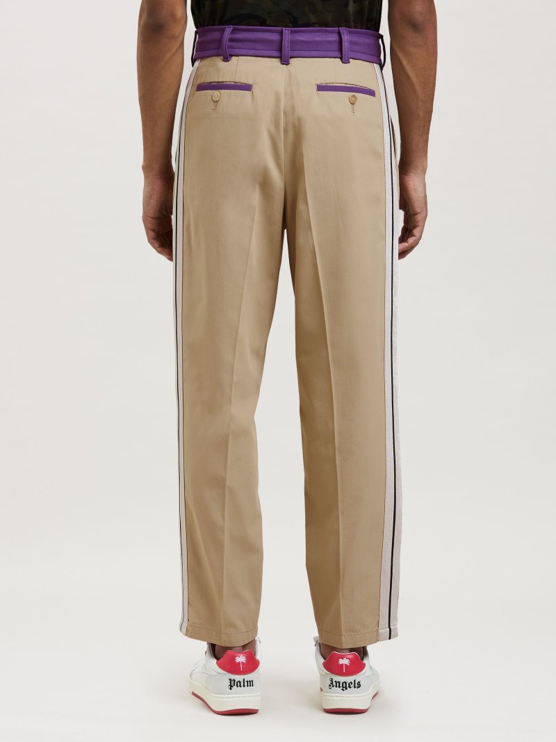 Pantalones Deportivos Palm Angels Pista Belt Pants Hombre Beige Moradas | ES-321217