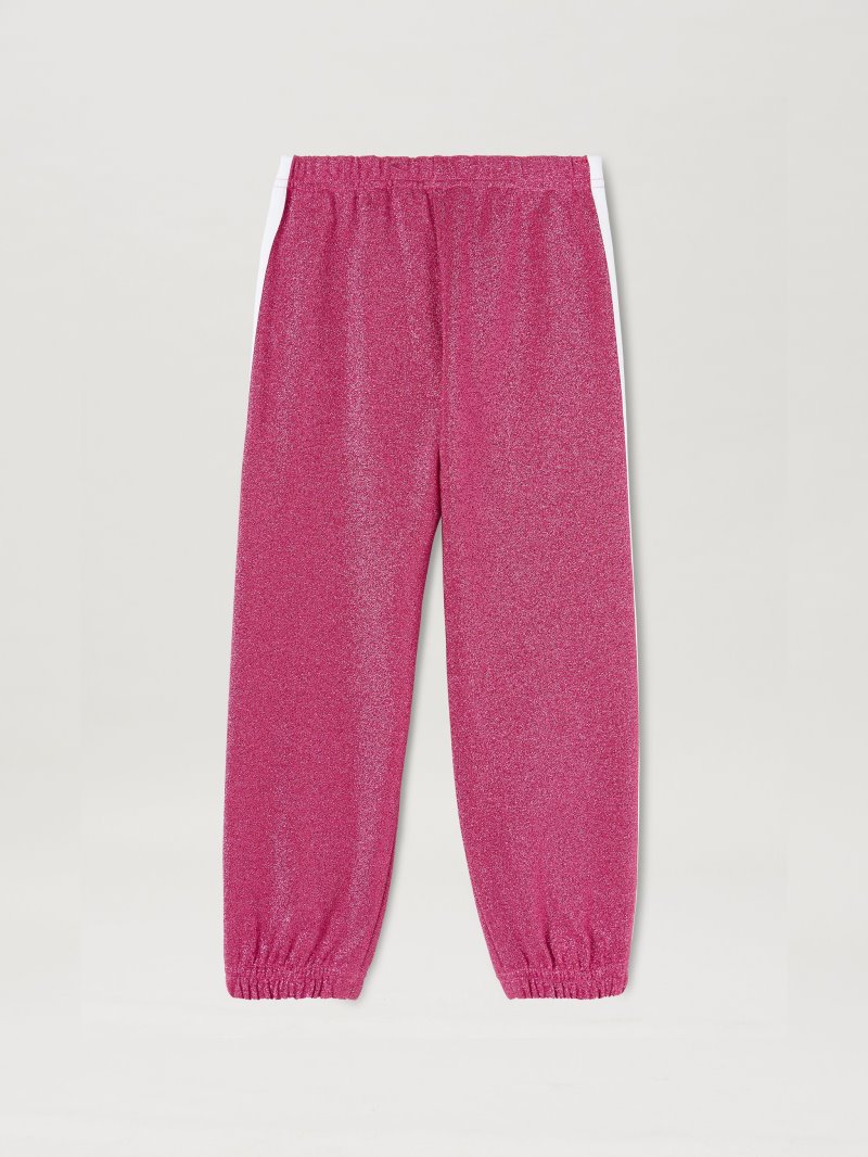 Pantalones Palm Angels Logo Lurex Pista Jogger Niños Fucsia Blancas | ES-915637