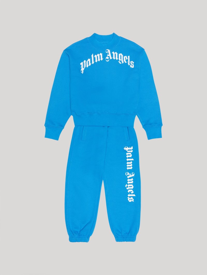 Pantalones Palm Angels Logo Sweatpants Niños Azules Claro Blancas | ES-480358