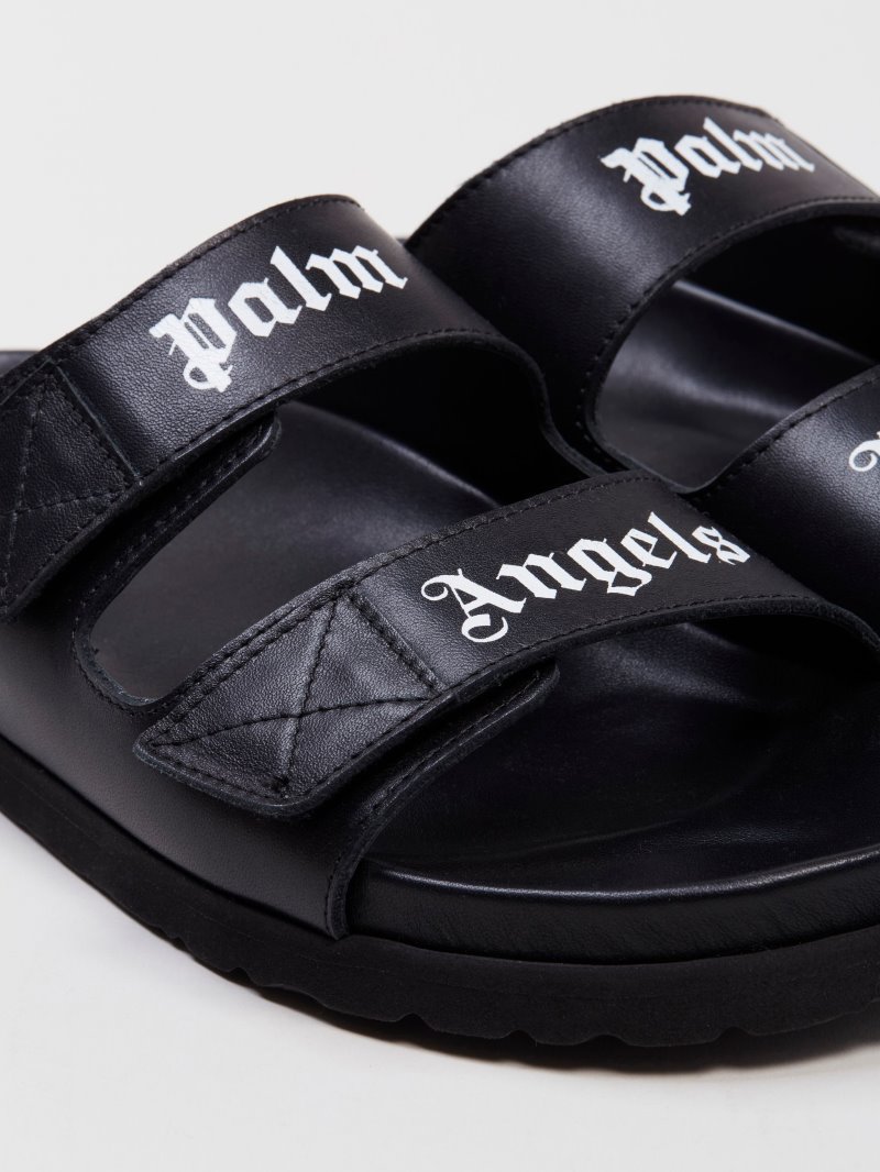 Sandalias Palm Angels Logo Sandals Hombre Negras Blancas | ES-085416