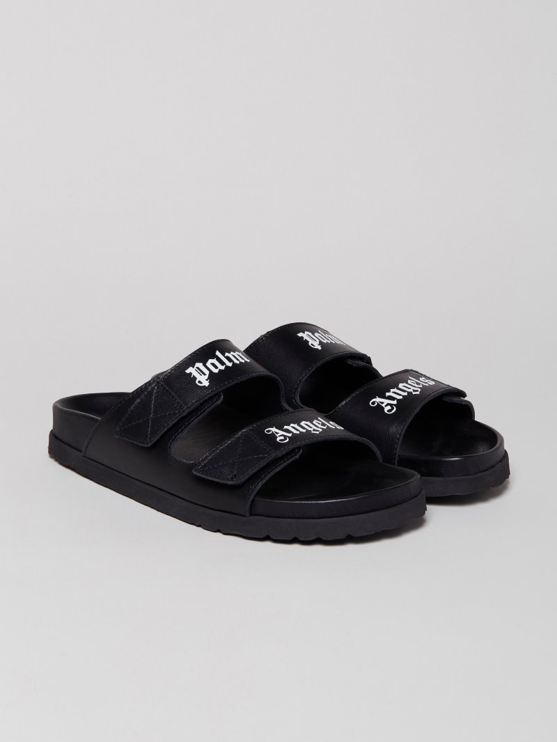 Sandalias Palm Angels Logo Sandals Hombre Negras Blancas | ES-085416