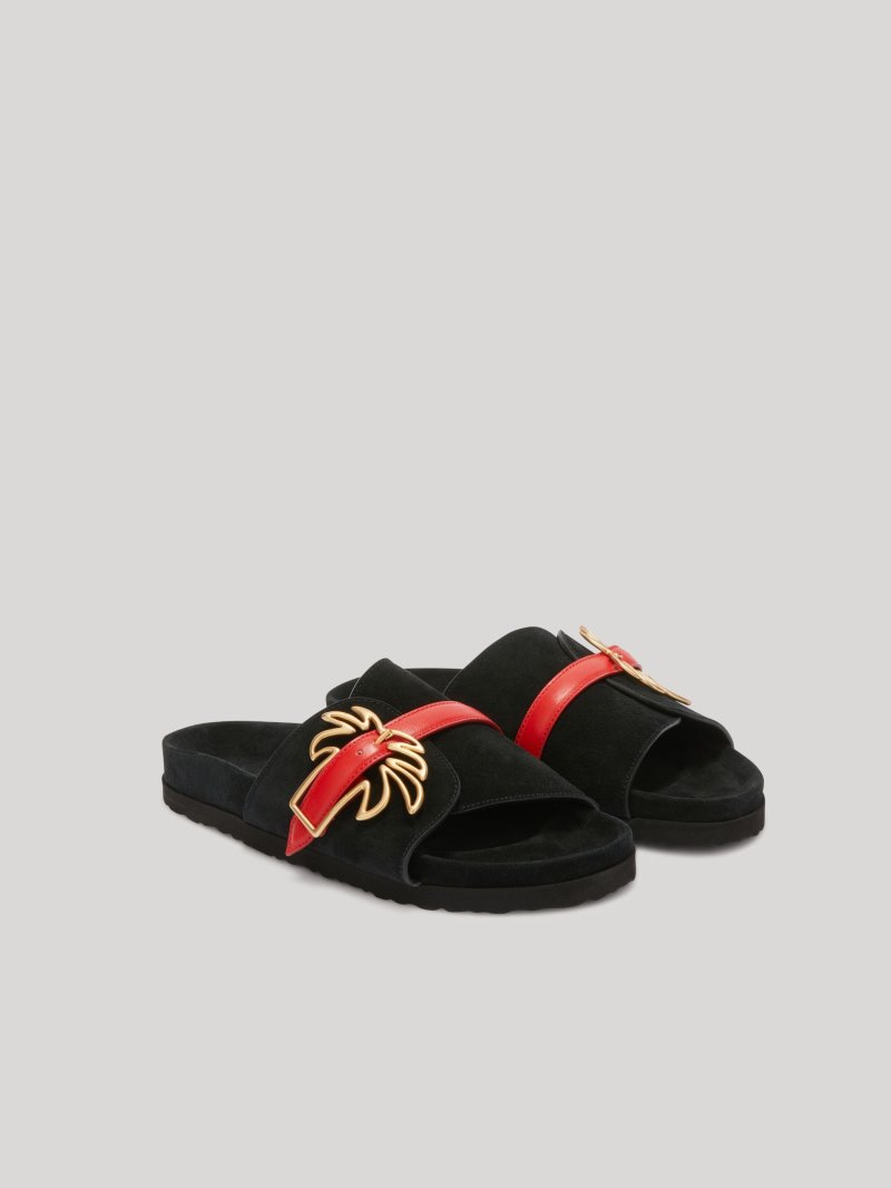 Sandalias Palm Angels Palm Hebilla Sandals Hombre Negras Rojas | ES-346713