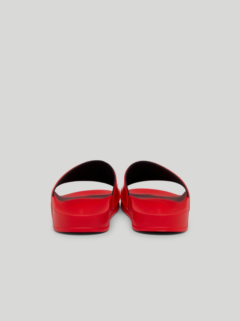 Sandalias de Diapositivas Palm Angels Pool Sliders Hombre Rojas Blancas | ES-032346