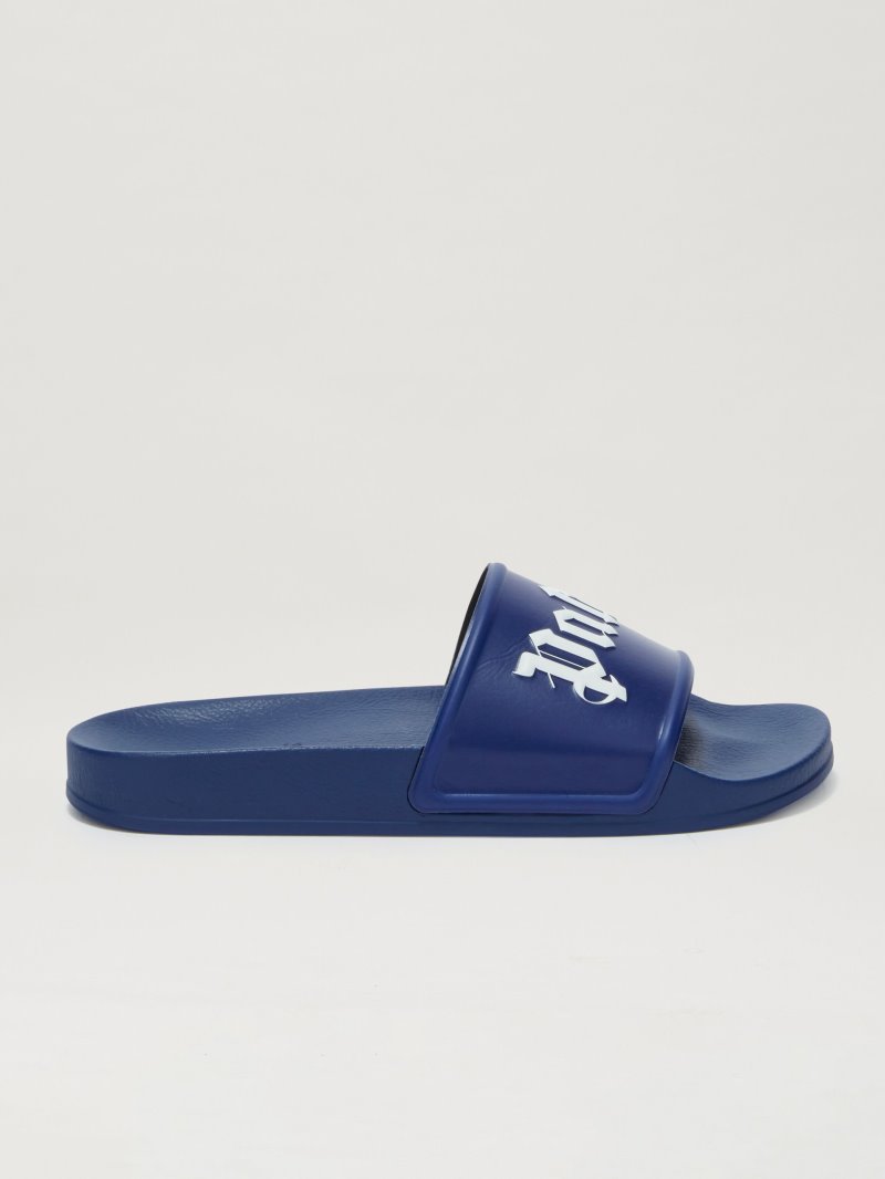 Sandalias de Diapositivas Palm Angels Pool Sliders Hombre Azules Blancas | ES-222470