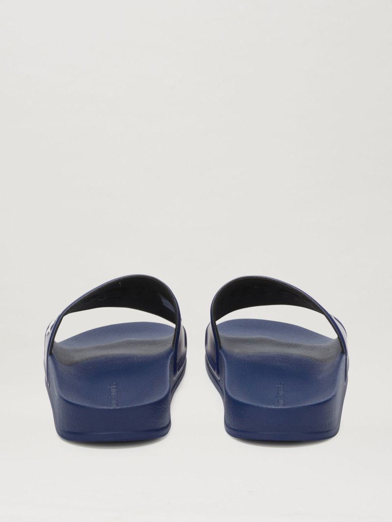 Sandalias de Diapositivas Palm Angels Pool Sliders Hombre Azules Blancas | ES-222470