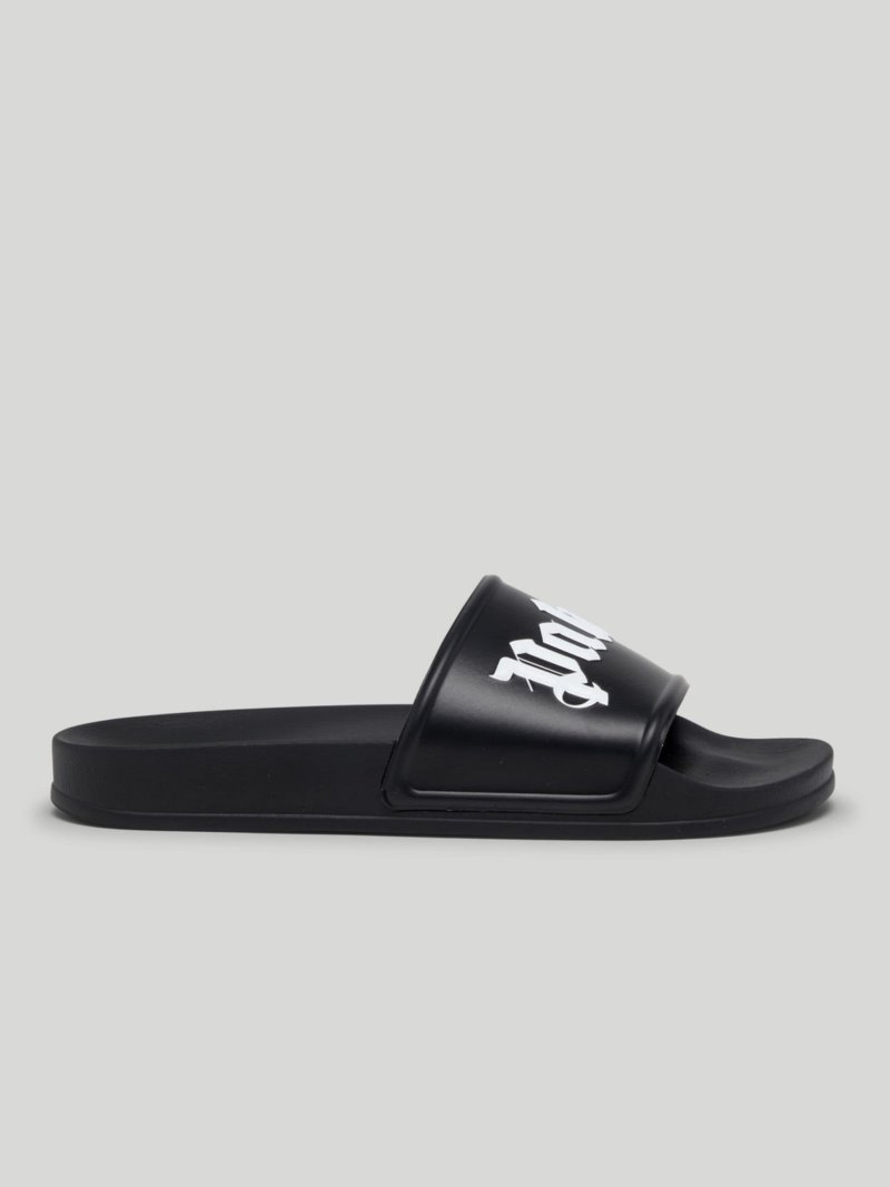 Sandalias de Diapositivas Palm Angels Pool Sliders Hombre Negras Blancas | ES-816846