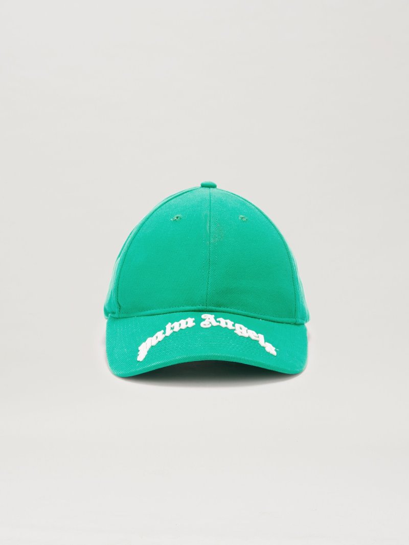 Sombreros Palm Angels Curved Logo Caps Hombre Verde Blancas | ES-337510