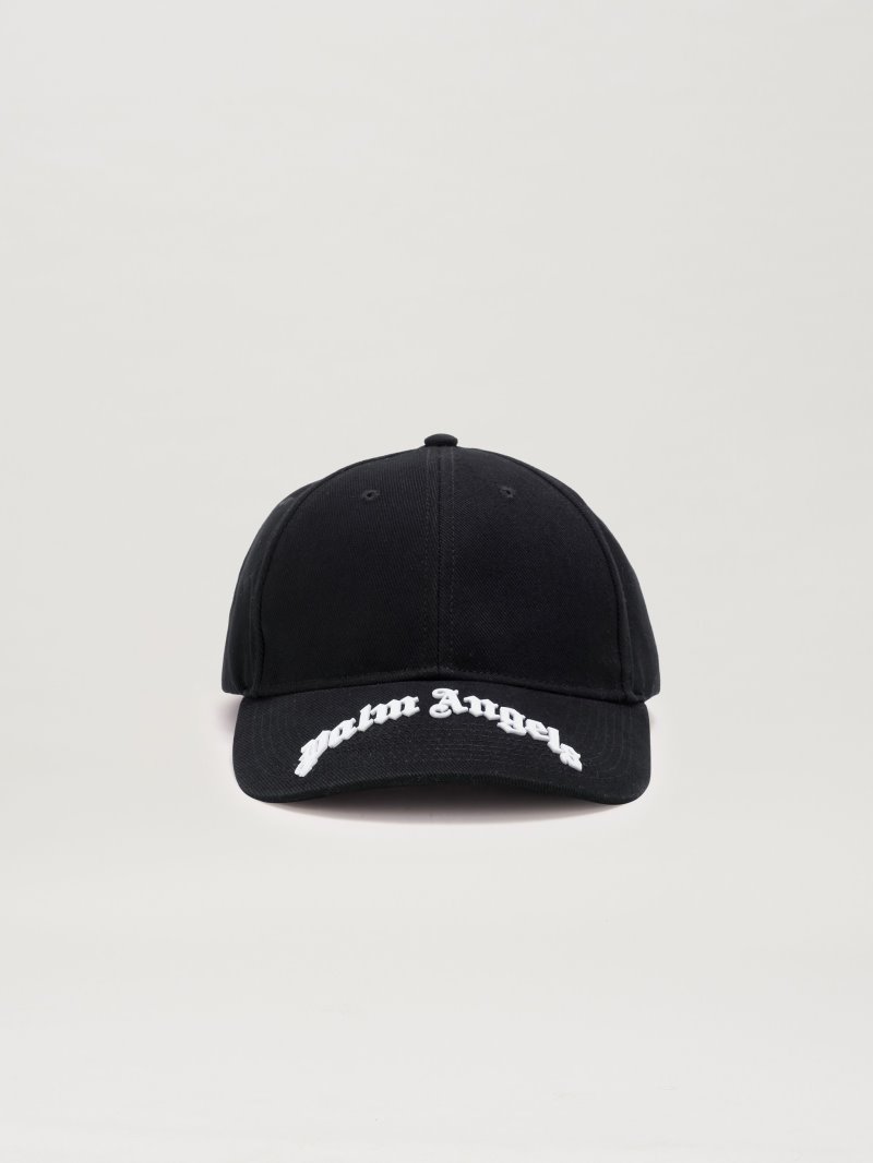 Sombreros Palm Angels Curved Logo Caps Hombre Negras Blancas | ES-412469