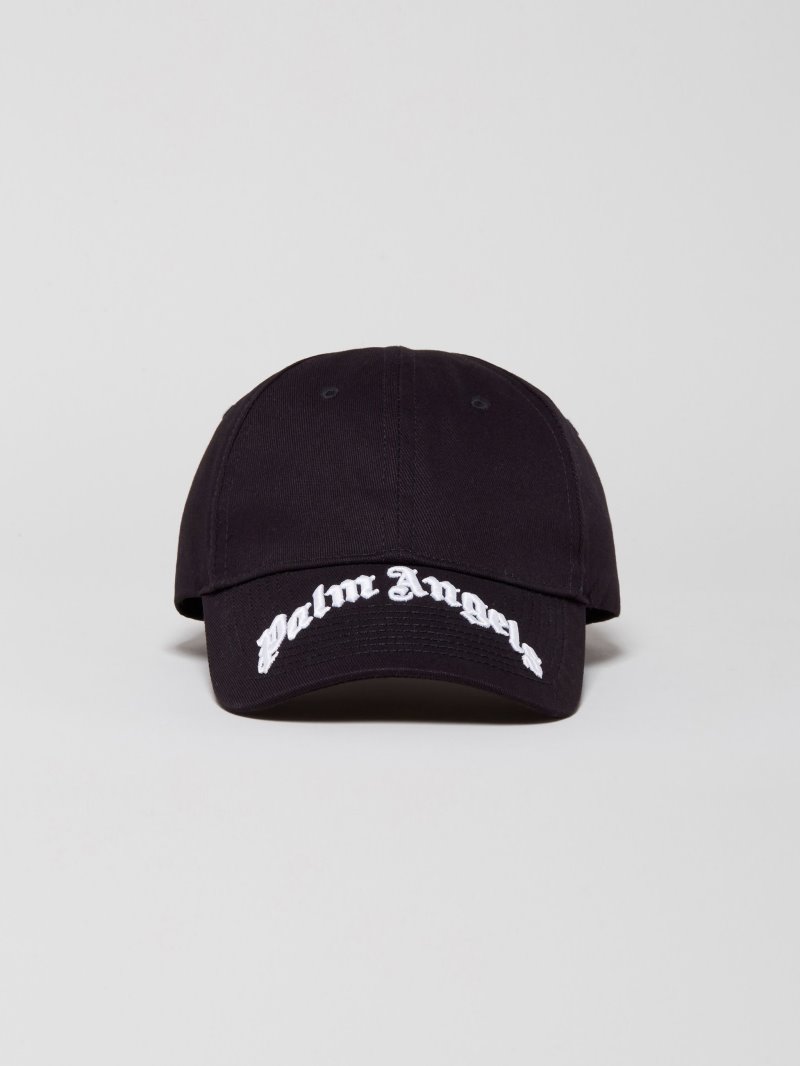 Sombreros Palm Angels Curved Logo Caps Hombre Negras Blancas | ES-928989