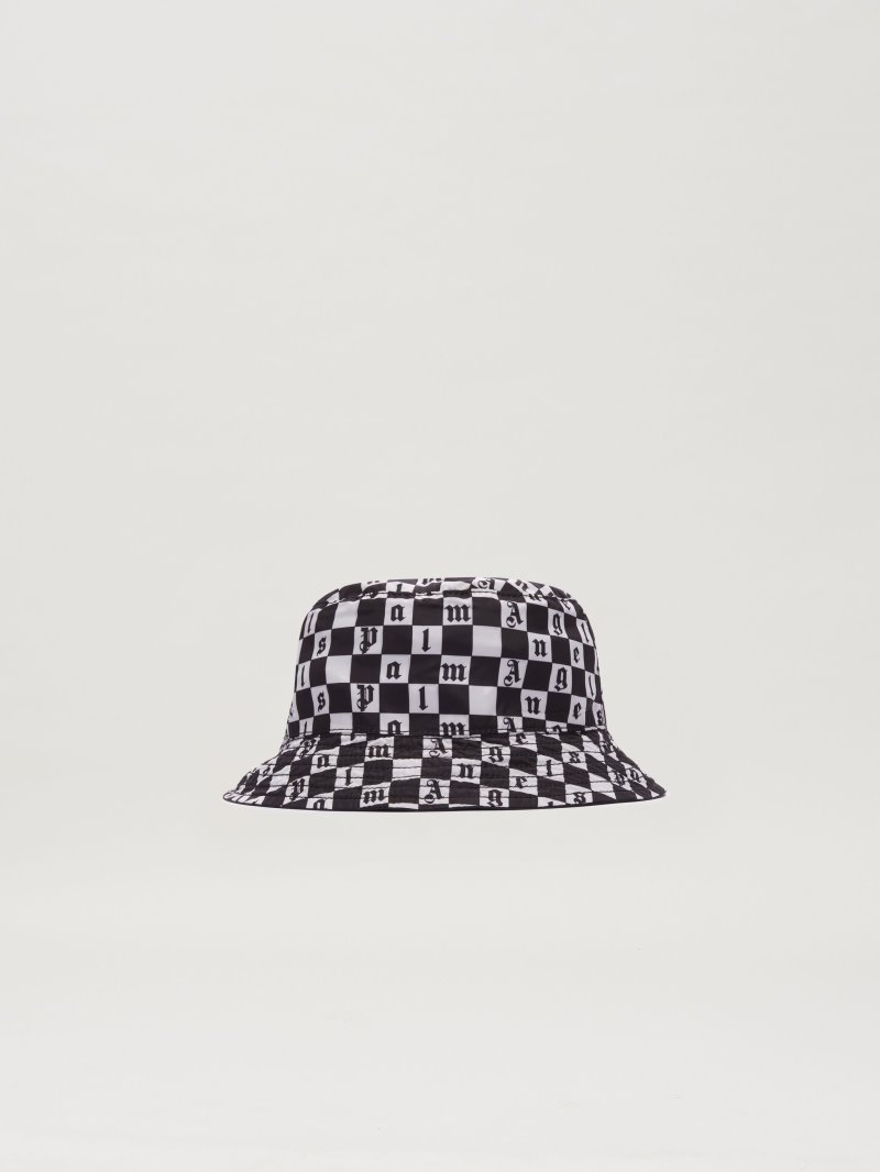 Sombreros Palm Angels Logo Damier Double Bucket Sun Hats Niños Negras Blancas | ES-957088