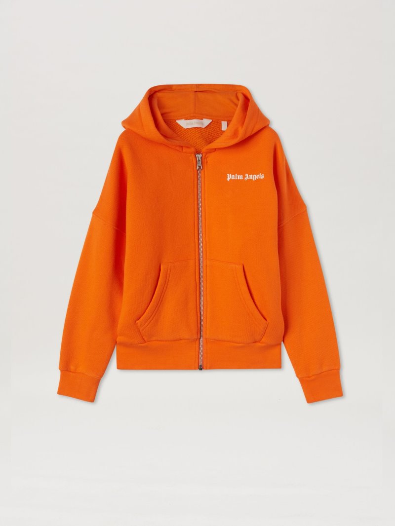 Sudadera Con Capucha Palm Angels Classic Overlogo Zip Hoodie Niños Naranjas Blancas | ES-659853