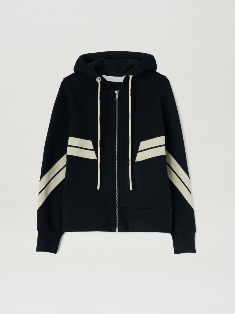 Sudadera Con Capucha Palm Angels Pista Rib Zipped Hoodie Mujer Negras | ES-199597