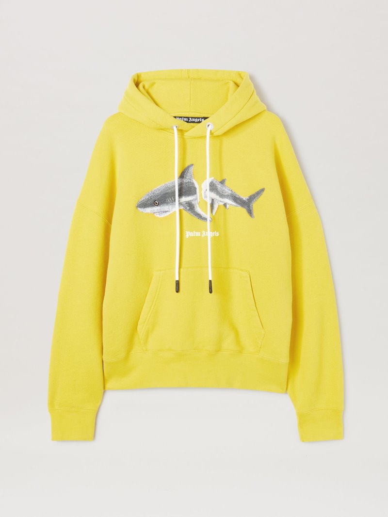 Sudadera Con Capucha Palm Angels Shark Hoodie Hombre Amarillo Gris | ES-566779