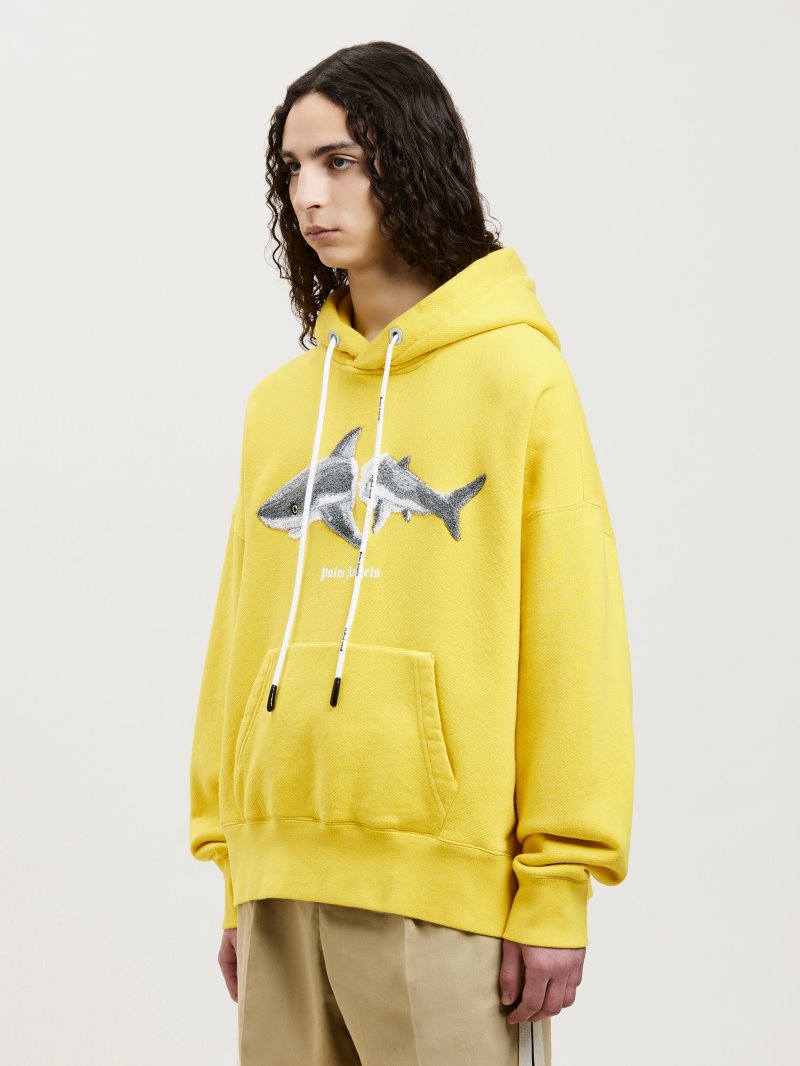 Sudadera Con Capucha Palm Angels Shark Hoodie Hombre Amarillo Gris | ES-566779