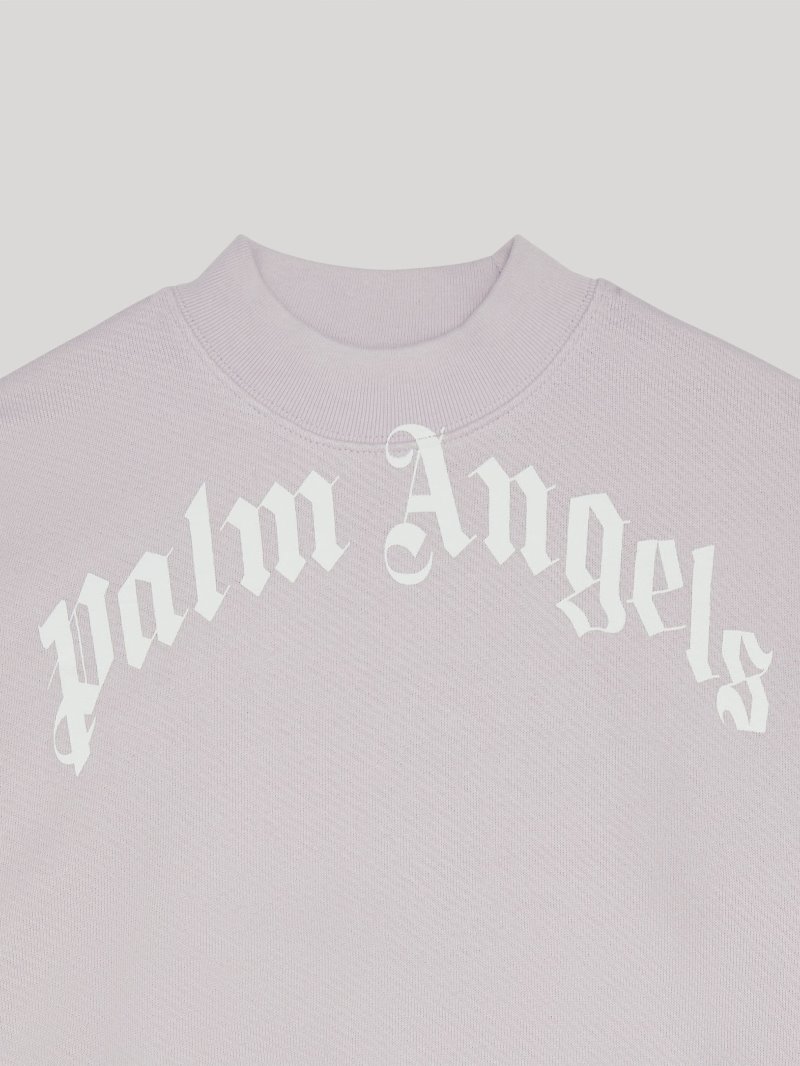 Sudaderas Palm Angels Curved Logo Sweatshirt Niños Moradas Blancas | ES-301197