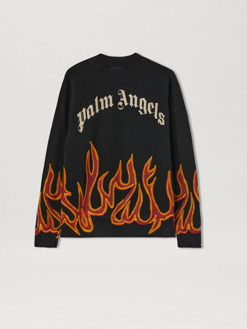 Sudaderas Palm Angels Garment Dye Graffiti Flames Sweatshirt Hombre Negras Rojas | ES-765124