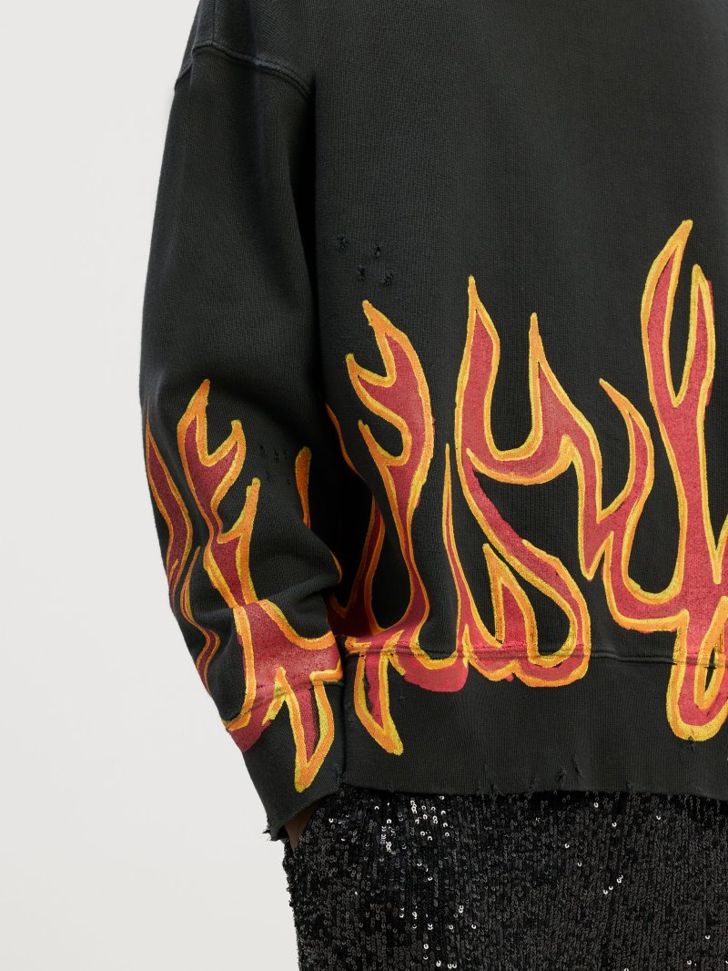 Sudaderas Palm Angels Garment Dye Graffiti Flames Sweatshirt Hombre Negras Rojas | ES-765124