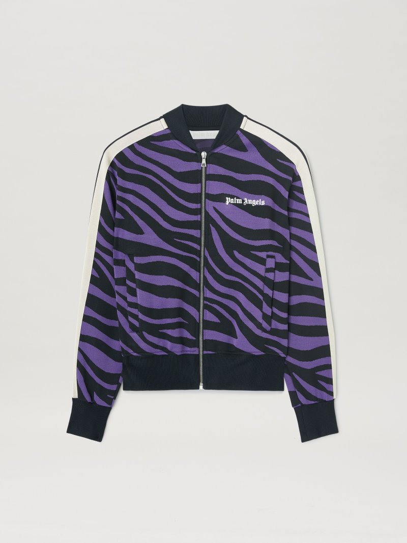 Sudaderas Palm Angels Jacquard Zebra Bomber Mujer Moradas Negras | ES-278885