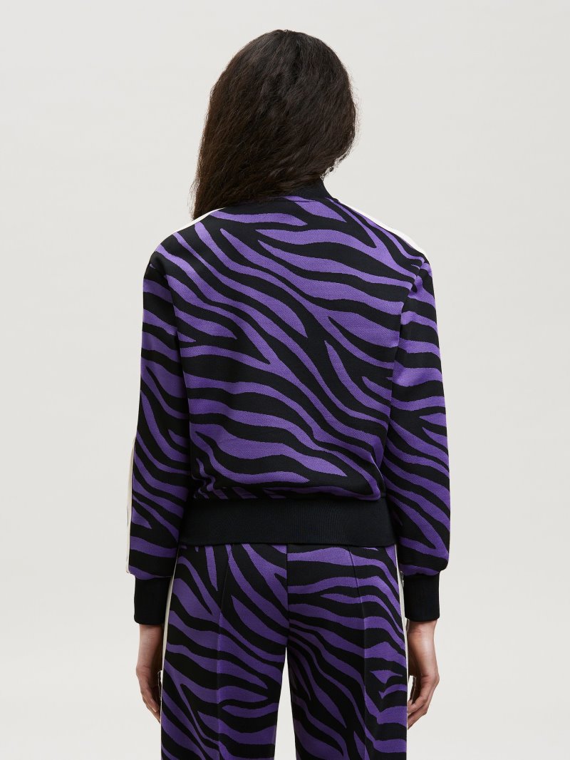 Sudaderas Palm Angels Jacquard Zebra Bomber Mujer Moradas Negras | ES-278885