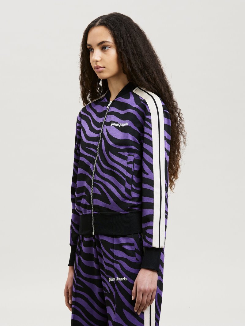 Sudaderas Palm Angels Jacquard Zebra Bomber Mujer Moradas Negras | ES-278885