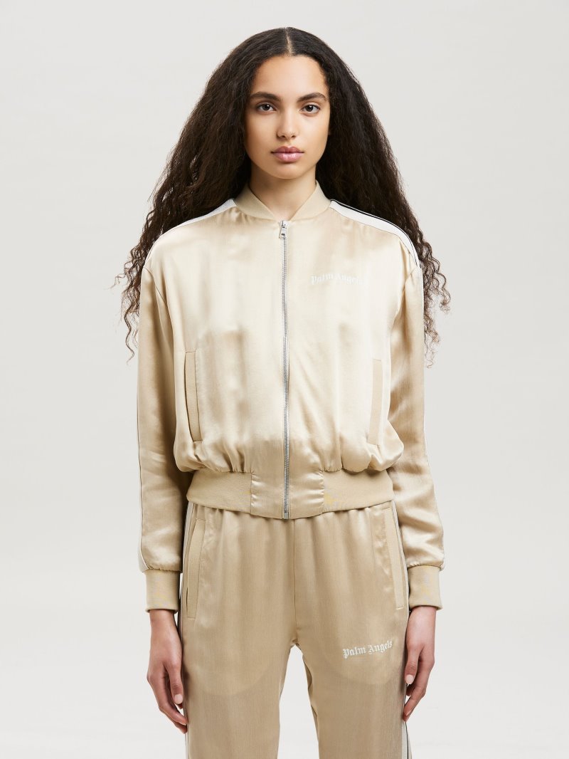 Sudaderas Palm Angels Luxury Pista Bomber Jacket Mujer Beige Beige | ES-035263